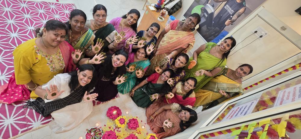 All smiles at the club's gorintaku (henna) celebration